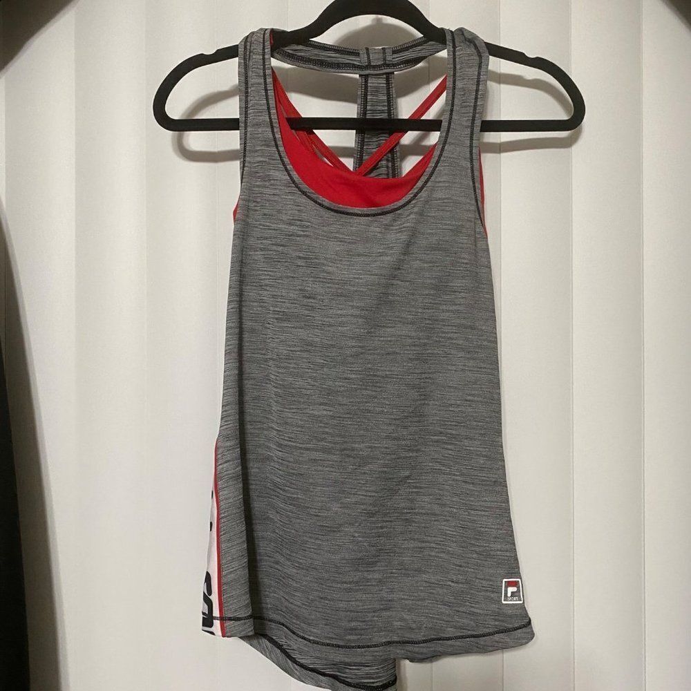 Fila gray/red tank top with red sports bra attached